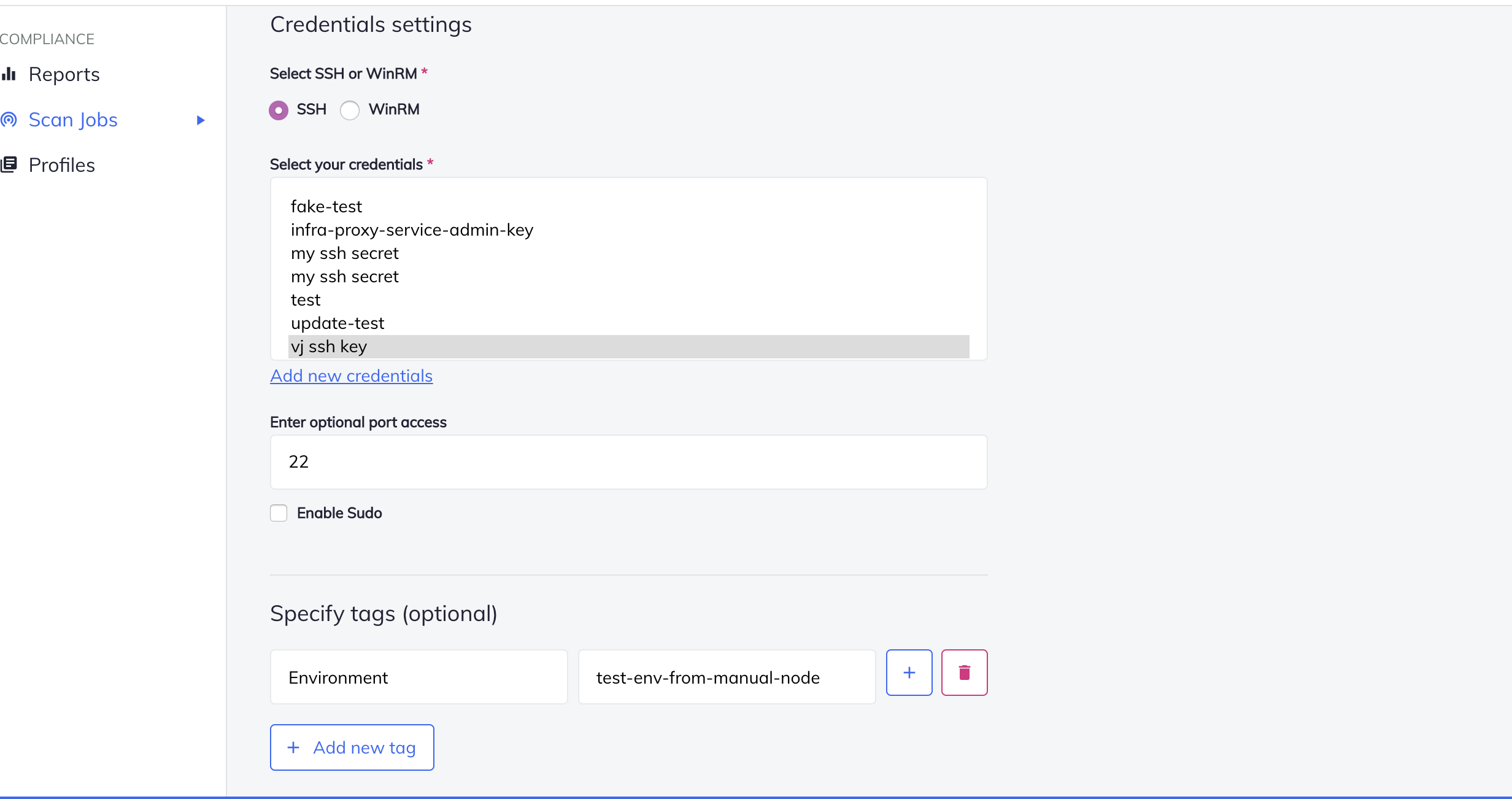 Manual Node With Environment Tag